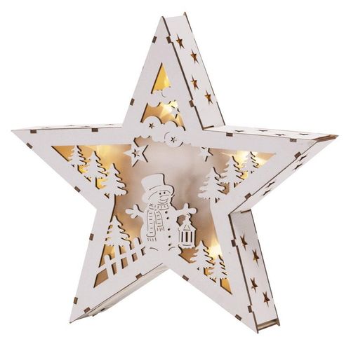 Dekoracia Woodeco 11253, Hviezda s motívom, 8xLED, 26x5x24 cm
